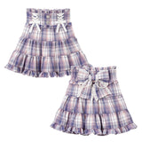 レースアップリボンパールティアードスカート