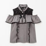 ラッフルオフショルブラウス