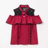 ラッフルオフショルブラウス