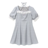 ホルターネックレースフリルワンピース