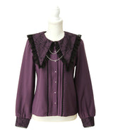 角襟クモレースチェーンブラウス