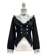 【新春セール】レースアップVヨークフリルブラウス