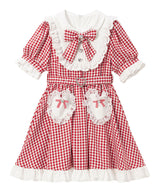 ハートポケットリボンフリルワンピース