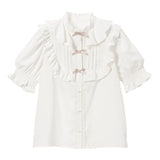 トリプルリボンヨークフリルブラウス