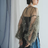 フリルキャンディースリーブシアープルオーバー