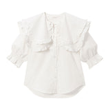 ビッグセーラーフリル襟ブラウス#シワになりにくい