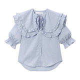 ビッグセーラーフリル襟ブラウス#シワになりにくい