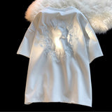 ビッグシルエットバック刺繍スエードTシャツ 【オーバーサイズ】【ロング丈】