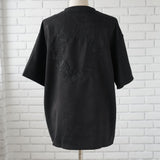 ビッグシルエットバック刺繍スエードTシャツ 【オーバーサイズ】【ロング丈】