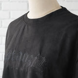 ビッグシルエットバック刺繍スエードTシャツ 【オーバーサイズ】【ロング丈】