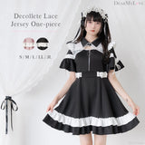 デコルテレースジャージワンピ