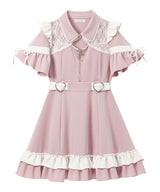 デコルテレースジャージワンピ