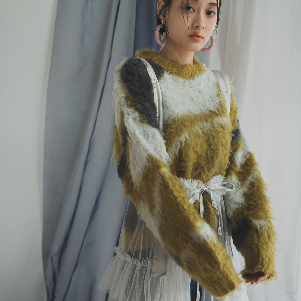 マーブル柄モヘアタッチ風ニット – レディースファッション通販の夢