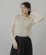 チュールフリルドッキングリブニット