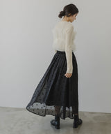 チュールフリルドッキングリブニット