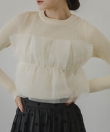 チュールフリルドッキングリブニット