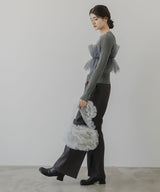 チュールフリルドッキングリブニット