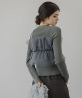 チュールフリルドッキングリブニット