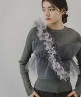 チュールフリルドッキングリブニット