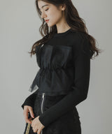 チュールフリルドッキングリブニット