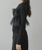 チュールフリルドッキングリブニット