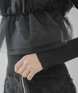 チュールフリルドッキングリブニット