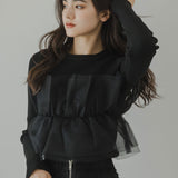 チュールフリルドッキングリブニット