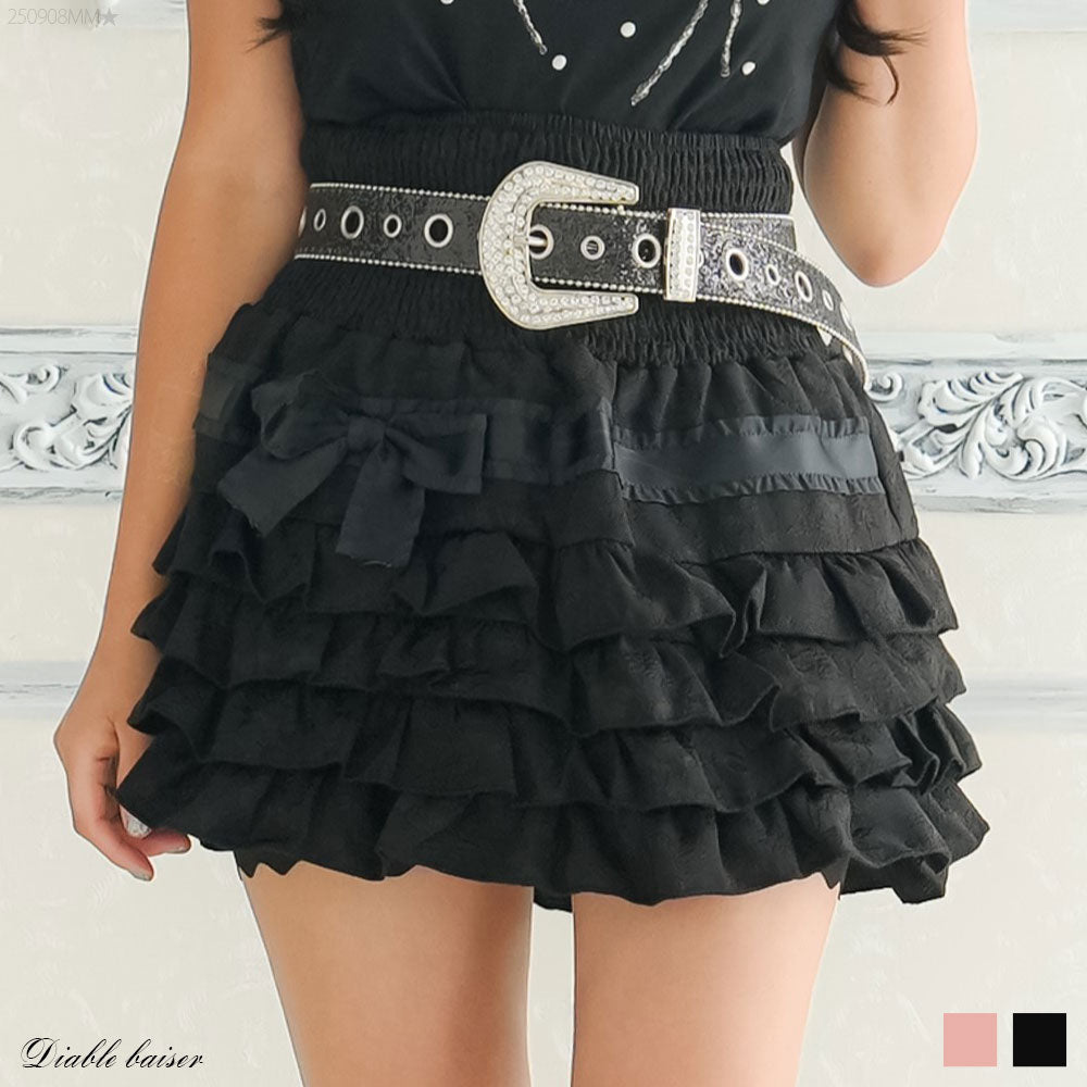 美品✨近年物✨ピンクハウス　レース　ティアード　スカート　リボン　ブラック リボンレースティアードスカート – レディースファッション通販