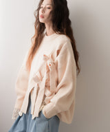 【新春セール】Wリボンスリットニット