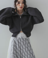 【新春セール】ダブルジップビッグカラーカーデニット