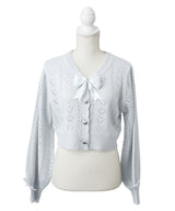 【新春セール】キラキラハート編み柄ショートカーディガン【ニット】