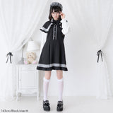 ポンチョ風袖切替ワンピース