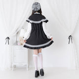 ポンチョ風袖切替ワンピース