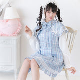 ポンチョ風袖切替ワンピース