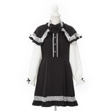 ポンチョ風袖切替ワンピース