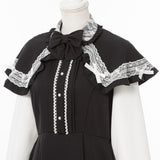 ポンチョ風袖切替ワンピース