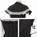 ポンチョ風袖切替ワンピース