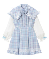 ポンチョ風袖切替ワンピース