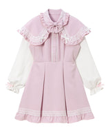 ポンチョ風袖切替ワンピース