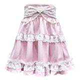 リボンパールチェーンレースフリルスカート