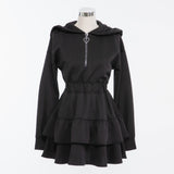 フードフリルハートキラキラティアードワンピ