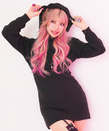 【新春セール】フードゆるピタニットワンピース