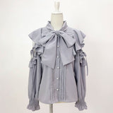 ショルダーレースフリルリボンブラウス【大きいサイズ有】