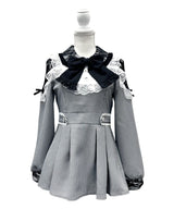 袖レース切替ヨークフリルワンピース