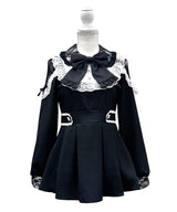 袖レース切替ヨークフリルワンピース