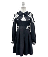 【新春セール】袖レース切替ヨークフリルワンピース