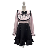 ヨークフリルハートビジューリボンフレアワンピース