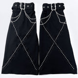 スタッズチェーンベルトレッグウォーマー