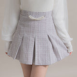 【新春セール】パールチェーンツイードプリーツスカート【大きいサイズ有】