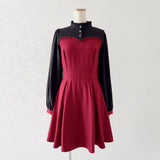 【新春セール】フリルスタンドカラービスチェワンピース【大きいサイズ有】